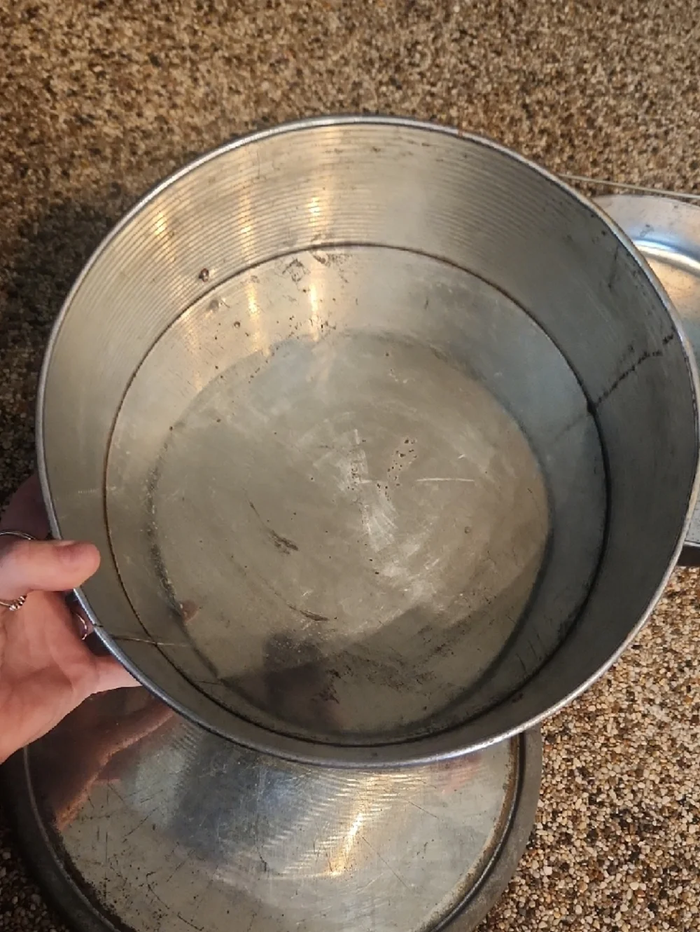 Vintage Metal‎ Cake Carrier with Red Accents